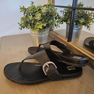 FITFLOP Gracie Black Leather Sandals Sz 9